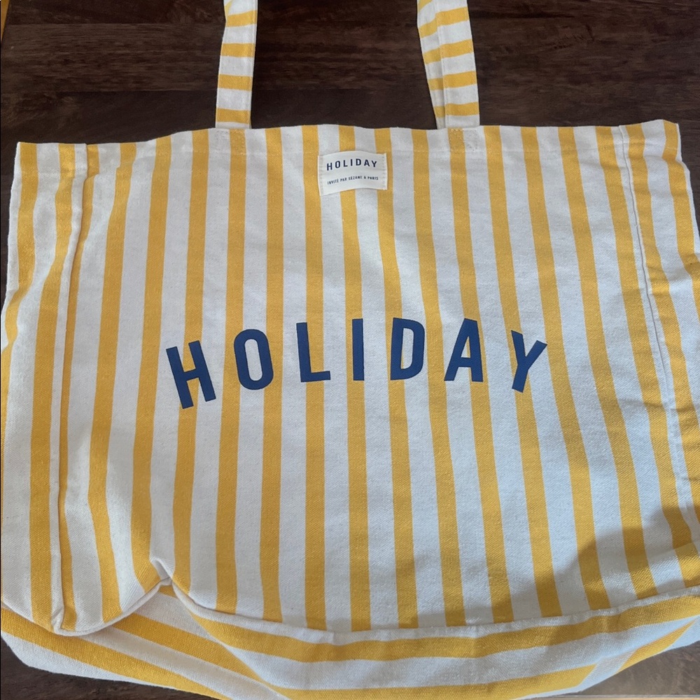 NWOT Sezane Holiday Collab Tote Bag Yellow